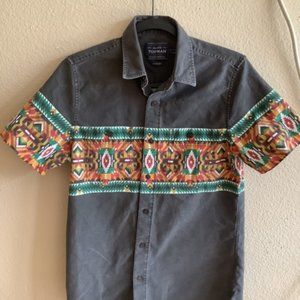 Topman Tribal Design Short-sleeve Button Up Shirt